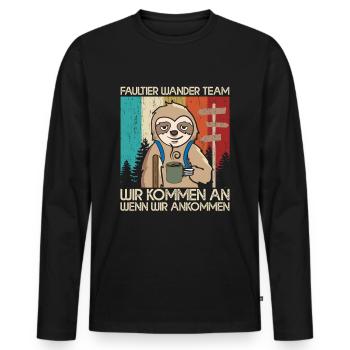 Faultier Wander Team Bergsteiger Wanderung Retro - Männer Premium Bio Langarmshirt - Schwarz - Vorne - Nico (187cm)