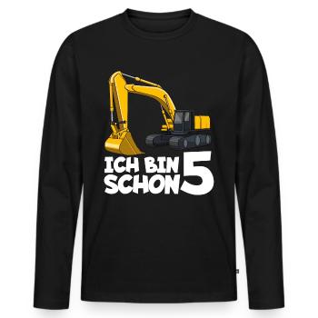 Ich bin schon 5 Bagger Kindergeburtstag - Männer Premium Bio Langarmshirt - Schwarz - Vorne - Nico (187cm)