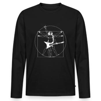 Vitruvian E Guitariste Leonardo Da Vinci - T-shirt manches longues Premium bio Homme - noir - Devant - Nico (187cm)