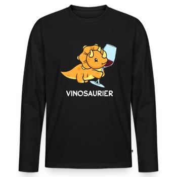Vinodino Vinosaur Vinosaurus Rex Wine Vino - Men's Premium Organic Long Sleeve Shirt - black - Front - Nico (187cm)