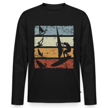 Vintage Windsurfing - T-shirt manches longues Premium bio Homme - noir - Devant - Nico (187cm)