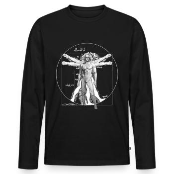 Vitruvian Tired Man Leonardo Da Vinci Vitruvian - T-shirt manches longues Premium bio Homme - noir - Devant - Nico (187cm)
