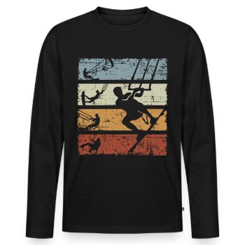 Vintage Kiteboarding - Männer Premium Bio Langarmshirt - Schwarz - Vorne - Nico (187cm)
