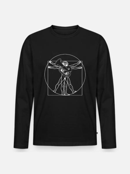 Vitruvian Tuba Player LeonardoDaVinvi Tuba Tuba - Men's Premium Organic Long Sleeve Shirt - black