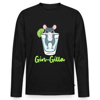 Gin Gilla Chinchilla Gin Pun Chinchilla Lover - Männer Premium Bio Langarmshirt - Schwarz - Vorne - Nico (187cm)