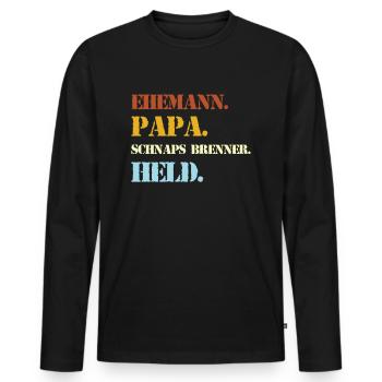 Ehemann Papa Schnaps Brenner Held Alkohol - Männer Premium Bio Langarmshirt - Schwarz - Vorne - Nico (187cm)