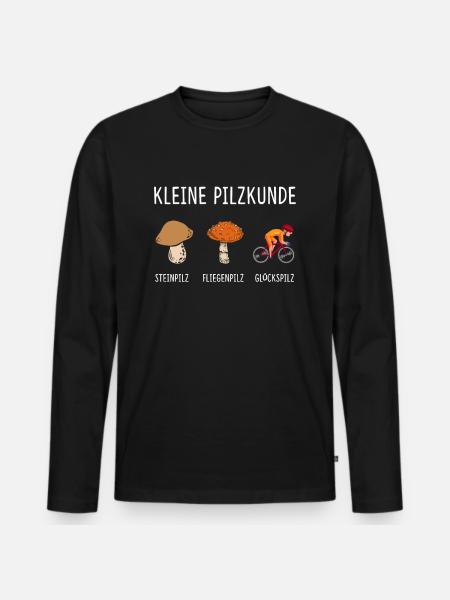 Kleine Pilzkunde Glückspilz Radfahrer Rennrad - Männer Premium Bio Langarmshirt - Schwarz