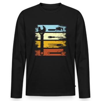 Vintage Plumber Tools - T-shirt manches longues Premium bio Homme - noir - Devant - Nico (187cm)