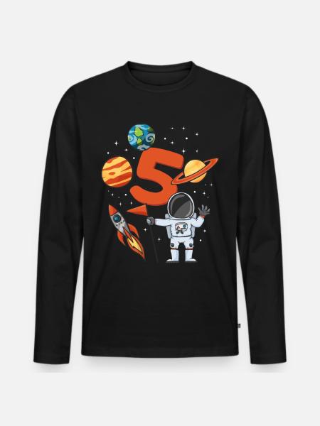 Astronaut birthday 5 years - Men's Premium Organic Long Sleeve Shirt - black