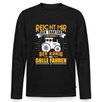 Landwirt Bauer Gülle Fahren - Männer Premium Bio Langarmshirt - Schwarz - Vorne - Nico (187cm)