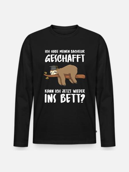 Bachelor geschafft Abschluss 2022 Faultier - Männer Premium Bio Langarmshirt - Schwarz