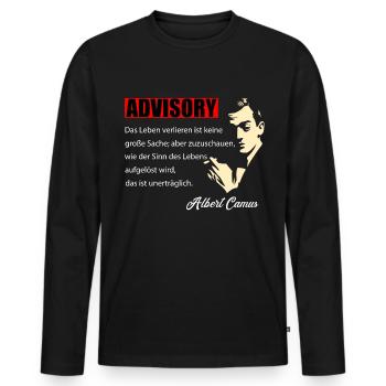 Philosophie Alber Camus - Perdre la vie - T-shirt manches longues Premium bio Homme - noir - Devant - Nico (187cm)