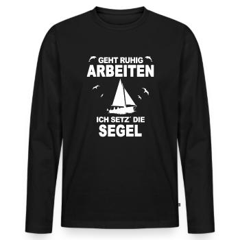 JE TRAVAILLERA CALME JE POSSE LES VOILES - T-shirt manches longues Premium bio Homme - noir - Devant - Nico (187cm)