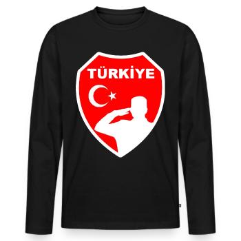 Turkey Türkiye Türkei Soldaten Stolz Ehre Trauer - Männer Premium Bio Langarmshirt - Schwarz - Vorne - Nico (187cm)
