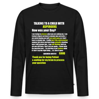 Chemise Aspergers Autism ADHD - T-shirt manches longues Premium bio Homme - noir - Devant - Nico (187cm)