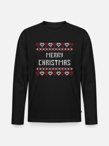 Merry Christmas, Ugly, X-Mas, Christmas Norwegian - Men's Premium Organic Long Sleeve Shirt - black