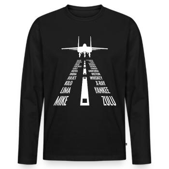 Flying F15 Eagle Pilot Landung Phonetic Landebahn - Männer Premium Bio Langarmshirt - Schwarz - Vorne - Nico (187cm)