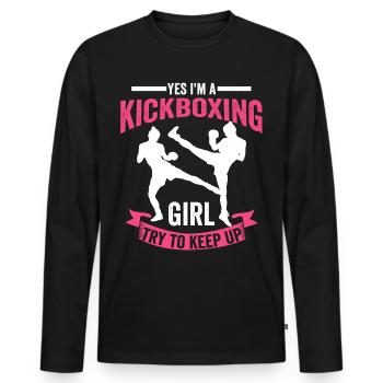Kickboxing girl gift - Men's Premium Organic Long Sleeve Shirt - black - Front - Nico (187cm)