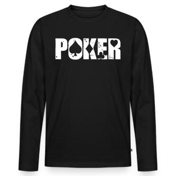 Poker - T-shirt manches longues Premium bio Homme - noir - Devant - Nico (187cm)