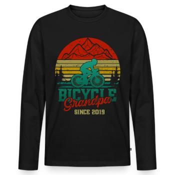 Bicycle Grandpa since 2019 - T-shirt manches longues Premium bio Homme - noir - Devant - Nico (187cm)