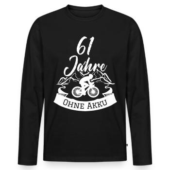 61 Jahre ohne Akku - Männer Premium Bio Langarmshirt - Schwarz - Vorne - Nico (187cm)