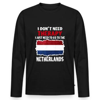 Netherlands - Men's Premium Organic Long Sleeve Shirt - black - Front - Nico (187cm)