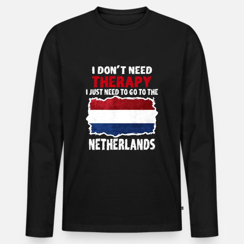 Niederlande - Männer Premium Bio Langarmshirt - Schwarz