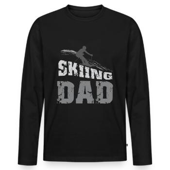 Skiing Dad Skier Winter Skis Snow - Men's Premium Organic Long Sleeve Shirt - black - Front - Nico (187cm)