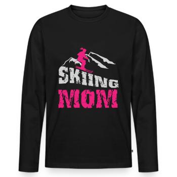 Skiing Mom Mama Ski Skifahren Skier Winter - Männer Premium Bio Langarmshirt - Schwarz - Vorne - Nico (187cm)