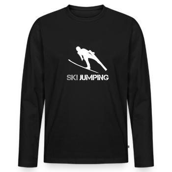 Saut à ski cadeau skieurs saut à ski - T-shirt manches longues Premium bio Homme - noir - Devant - Nico (187cm)