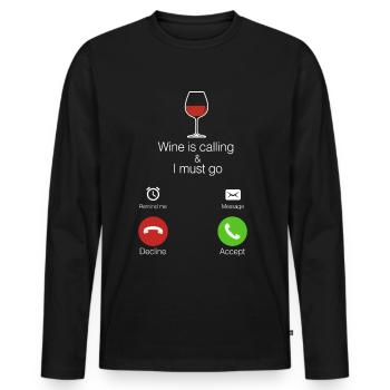 Wein - Männer Premium Bio Langarmshirt - Schwarz - Vorne - Nico (187cm)