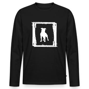 Dog Pit bull Terrier Puppy Pit Bull - Men's Premium Organic Long Sleeve Shirt - black - Front - Nico (187cm)