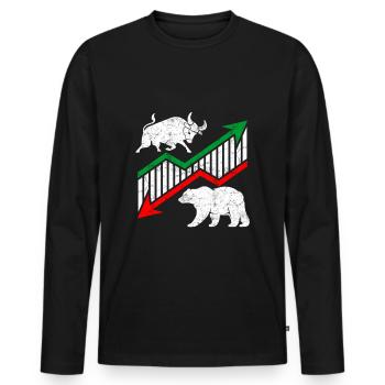 Bulle und Bär ETF Aktien Börse Markt Geschenk - Männer Premium Bio Langarmshirt - Schwarz - Vorne - Nico (187cm)