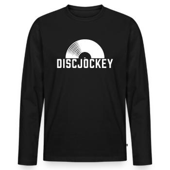 DJ - Männer Premium Bio Langarmshirt - Schwarz - Vorne - Nico (187cm)
