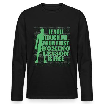 Boxer Boxing Coach Boxing Boxing Boxe Combat - T-shirt manches longues Premium bio Homme - noir - Devant - Nico (187cm)