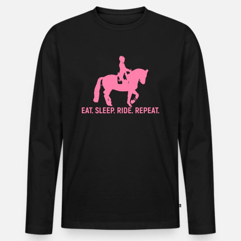 Pferdereiten - Männer Premium Bio Langarmshirt - Schwarz