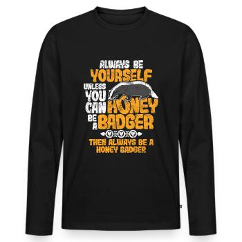 Dachs - Männer Premium Bio Langarmshirt - Schwarz - Vorne - Nico (187cm)
