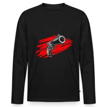 pistolet - T-shirt manches longues Premium bio Homme - noir - Devant - Nico (187cm)