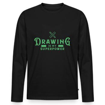 Drawing dessiner dessiner - T-shirt manches longues Premium bio Homme - noir - Devant - Nico (187cm)