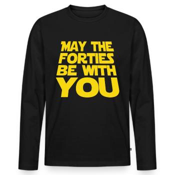 40th birthday - Men's Premium Organic Long Sleeve Shirt - black - Front - Nico (187cm)