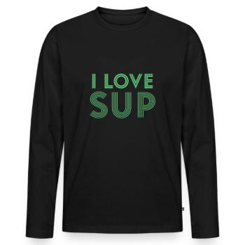 SUP - Männer Premium Bio Langarmshirt - Schwarz - Vorne - Nico (187cm)