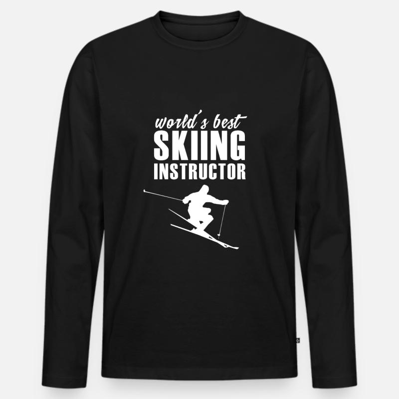 Skilehrerin - Männer Premium Bio Langarmshirt - Schwarz