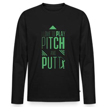 Pitching Pitch et Putt Pitch & Putt Golf Putter - T-shirt manches longues Premium bio Homme - noir - Devant - Nico (187cm)