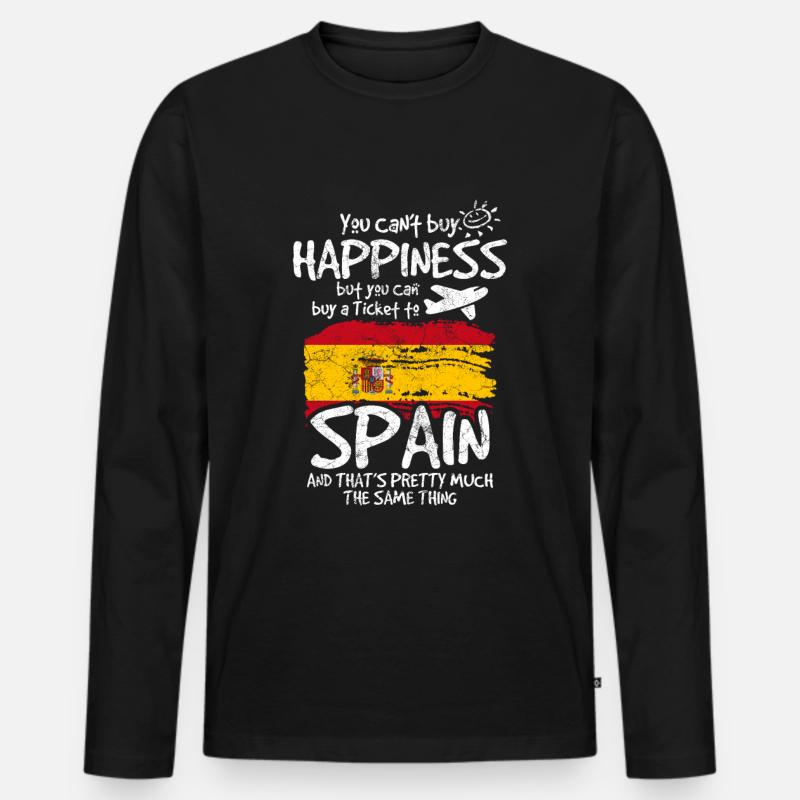 Spanien - Männer Premium Bio Langarmshirt - Schwarz