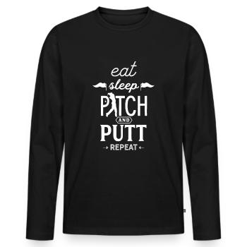 Pitch & Putt Golf Pitching Pitch und Putt Putting - Männer Premium Bio Langarmshirt - Schwarz - Vorne - Nico (187cm)