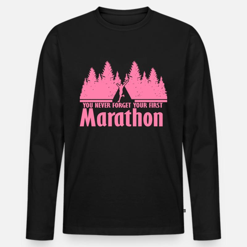 Marathonläuferin Marathon Joggen Marathons Laufen - Männer Premium Bio Langarmshirt - Schwarz