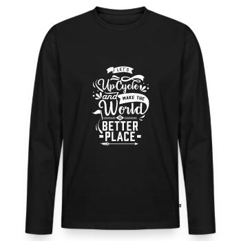Up Cycle - Männer Premium Bio Langarmshirt - Schwarz - Vorne - Nico (187cm)