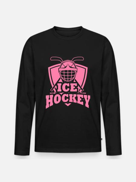 Joueuse de hockey - T-shirt manches longues Premium bio Homme - noir
