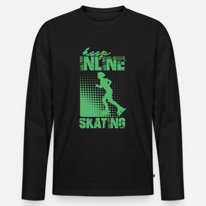Sk8 Inline Skate Inliner Inline Skating Rollschuhe - Männer Premium Bio Langarmshirt - Schwarz