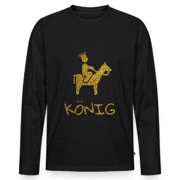 Junggesellenabschied König Reiter Pferd Geschenk - Männer Premium Bio Langarmshirt - Schwarz - Vorne - Nico (187cm)